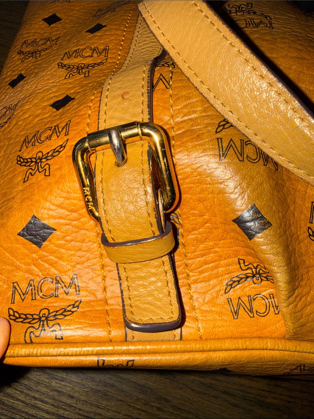 MCM leather Cognac Visetos Logo Tote with Detachable Strap - Picture 7 of 17